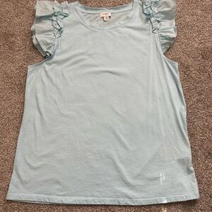 ✨ J.Crew Ruffle Sleeve Top – Light Blue – Size M
